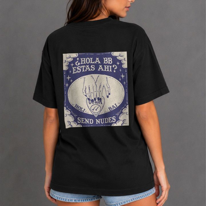 Camiseta Oversize ¿Hola BB Estás Ahí? Negra | OMNI Colombia
